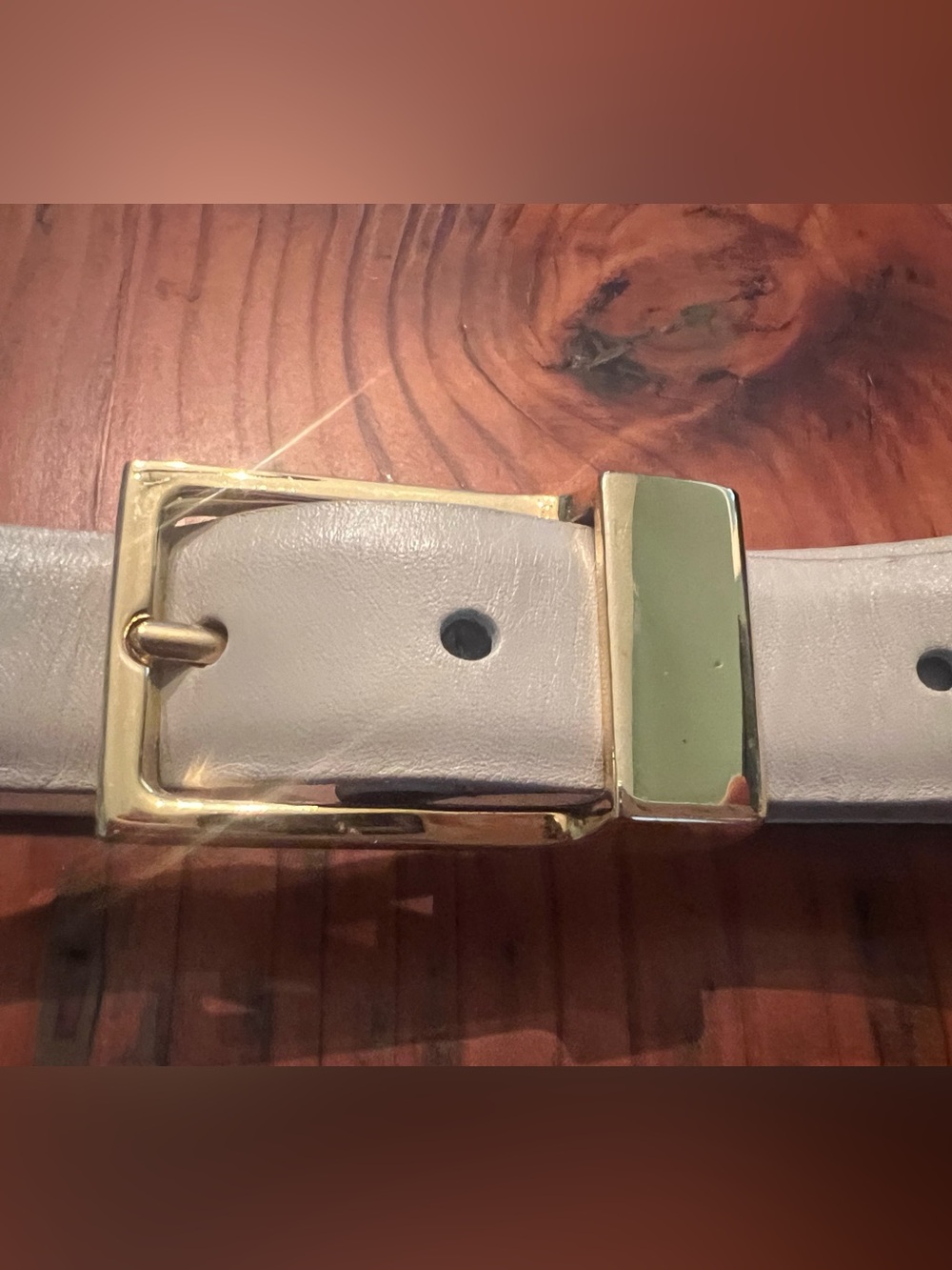 Vintage Lejon Italian Calfskin Leather Belt Cream Gold Buckle USA M